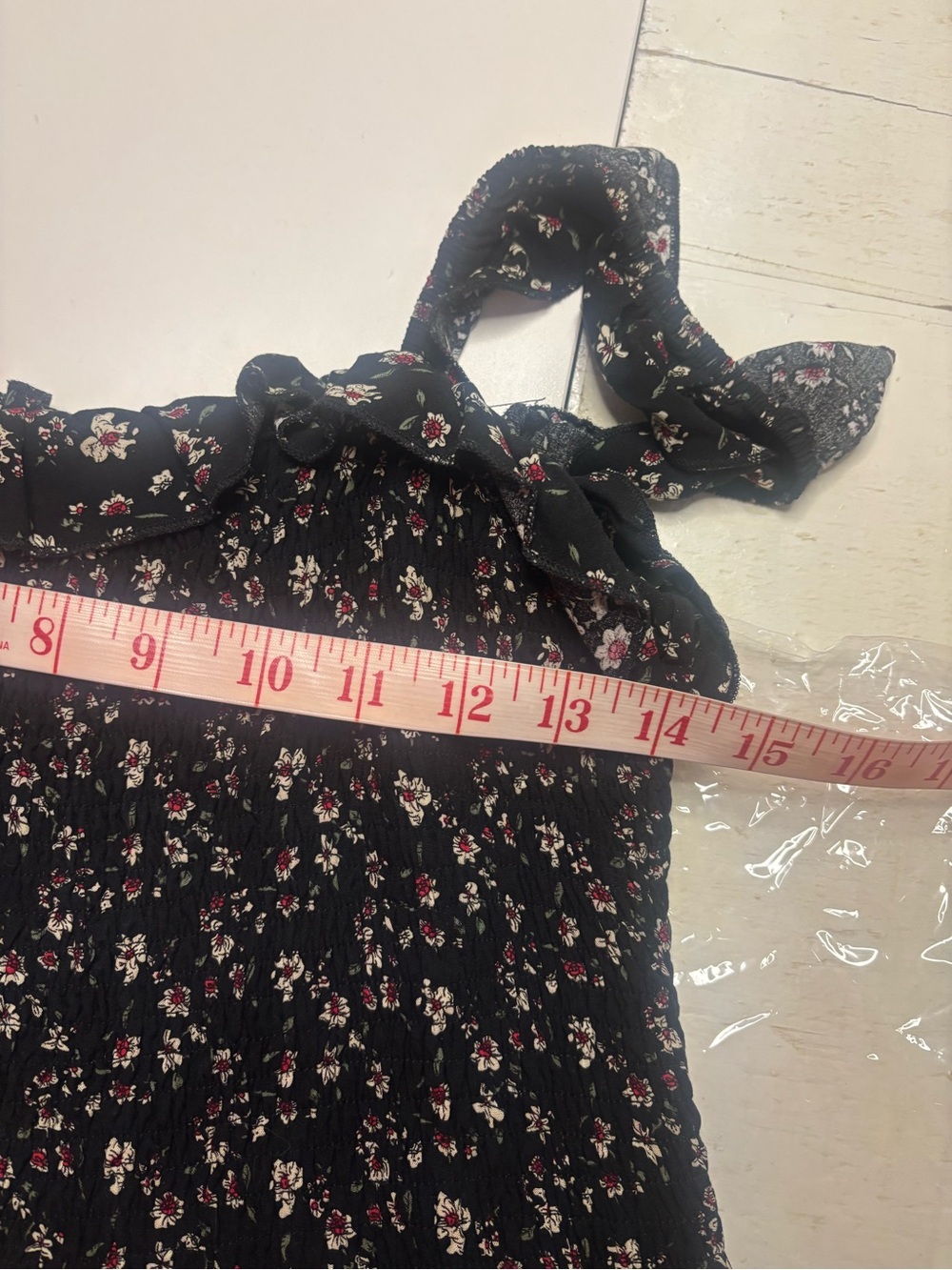 Natural Life Black Ditsy Floral Smocked Bodice Maxi Dress Boho Size Medium - Picture 3 of 8